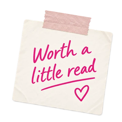 A taped handwritten note: Worth a little read